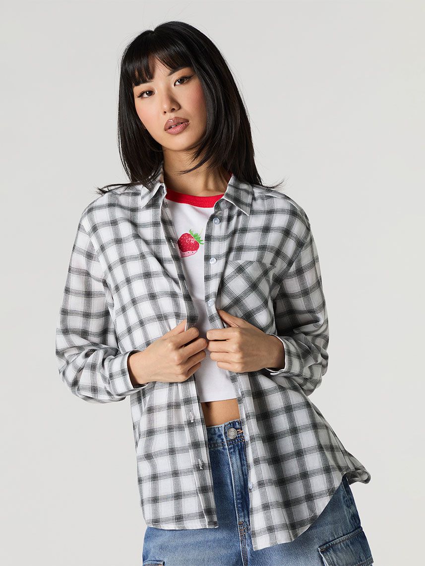 חולצה מכופתרת משובצת