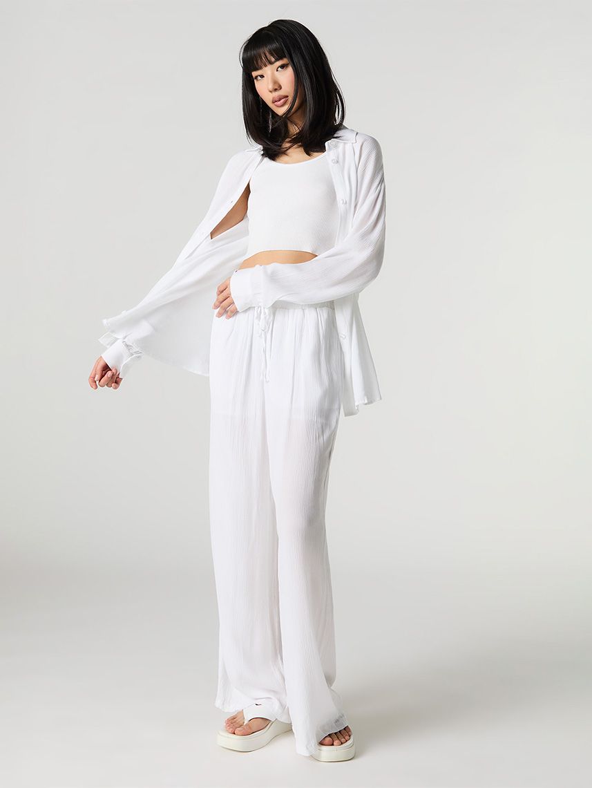 חולצת Flowy מכופתרת ארוכה