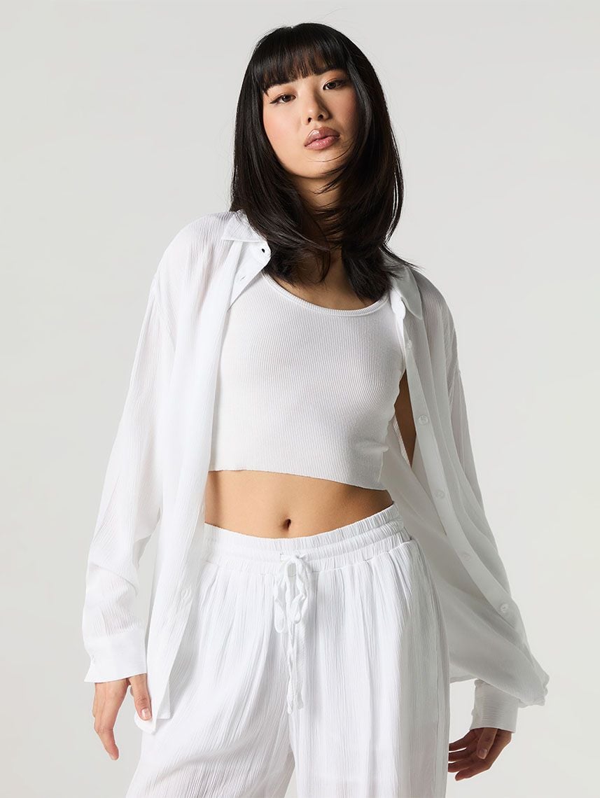 חולצת Flowy מכופתרת ארוכה