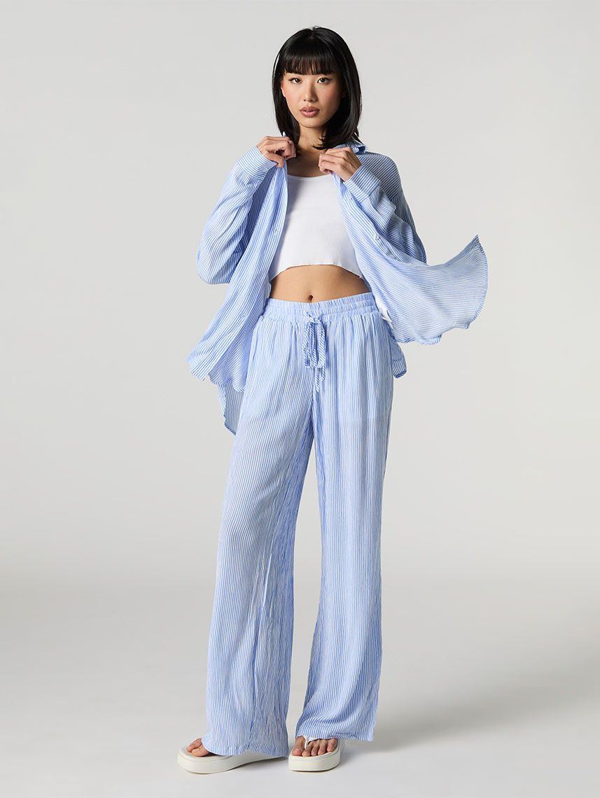 חולצת Flowy מכופתרת ארוכה