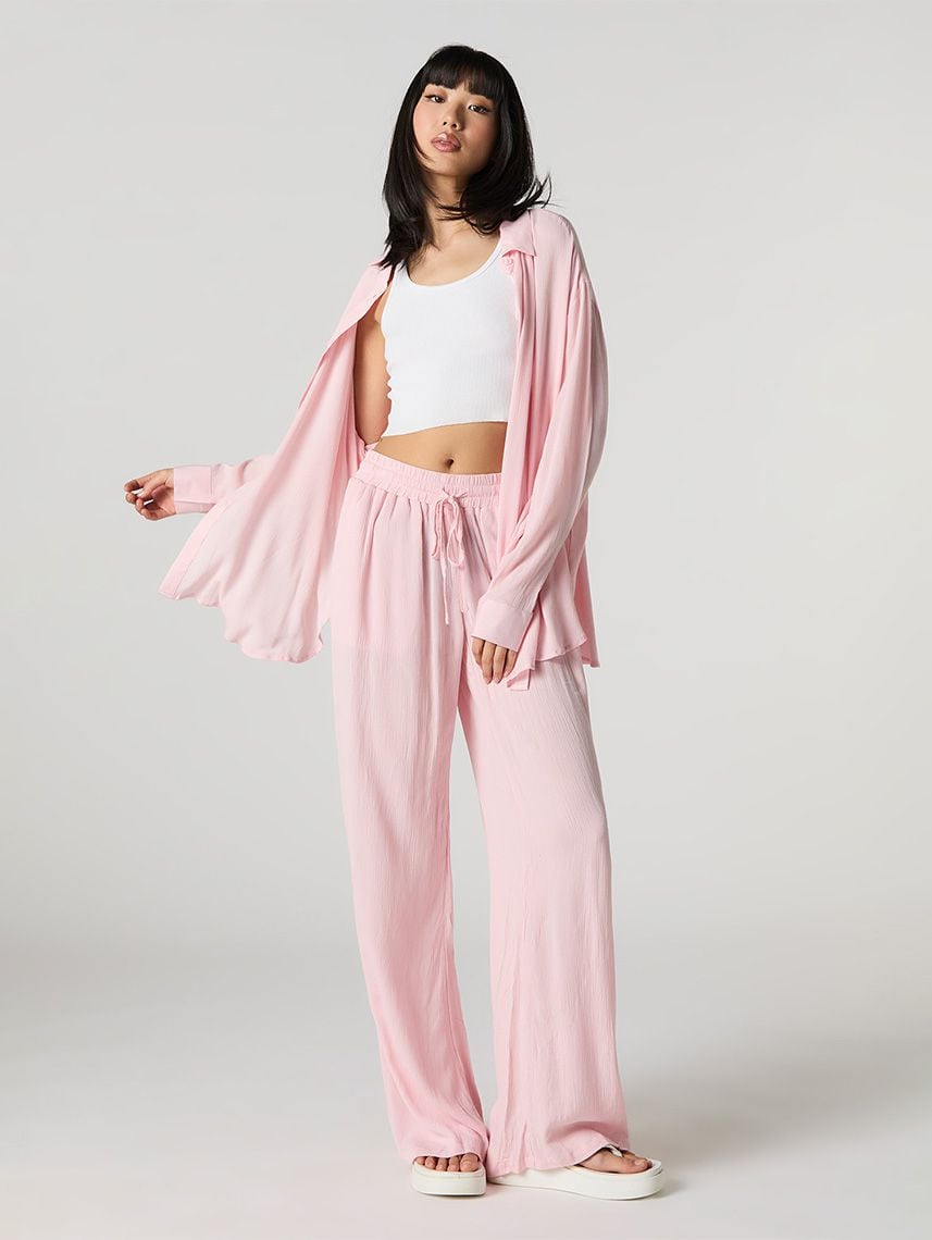 חולצת Flowy מכופתרת ארוכה