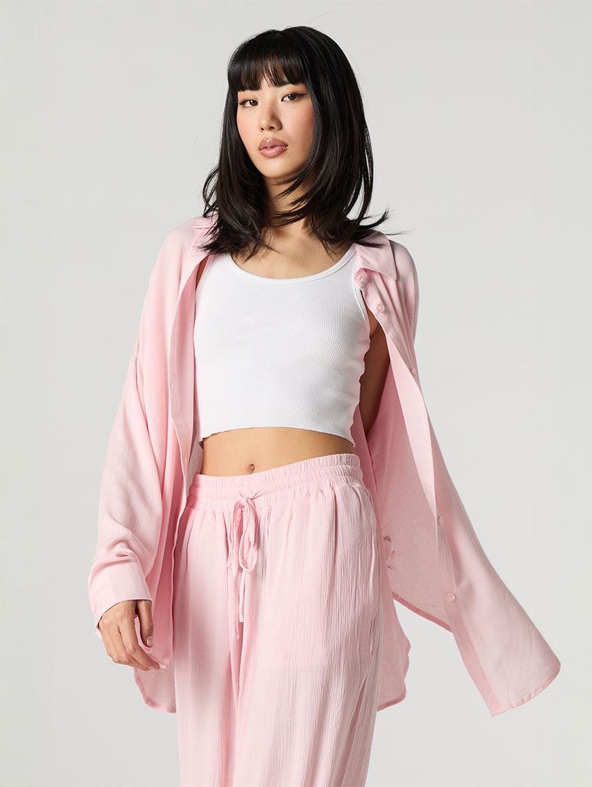 חולצת Flowy מכופתרת ארוכה