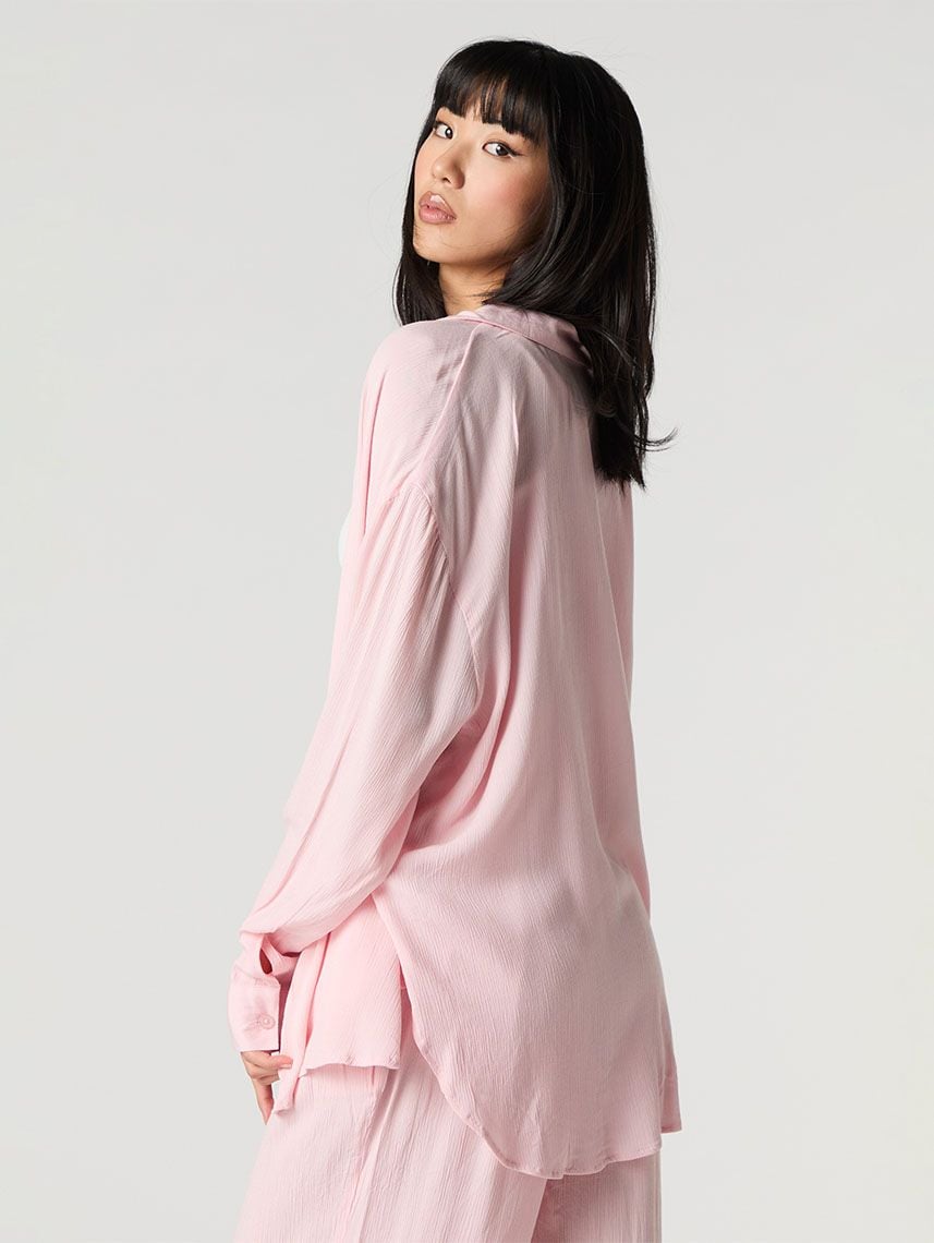 חולצת Flowy מכופתרת ארוכה