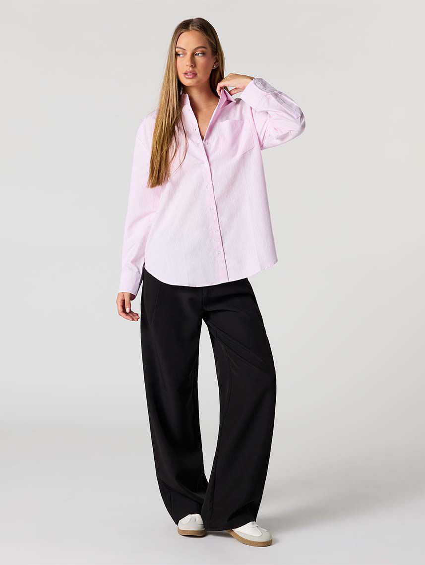 חולצת פסים אוברסייז מכופתרת