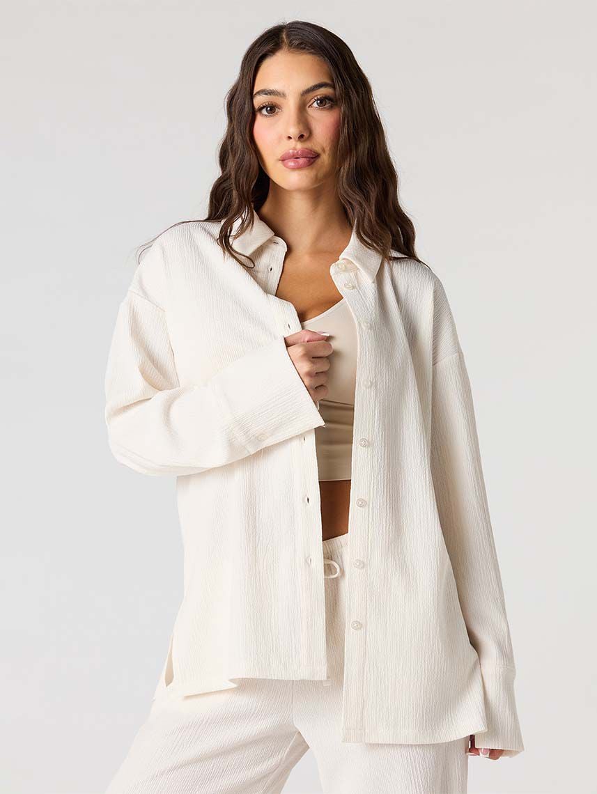 חולצת טקסטורה מכופתרת