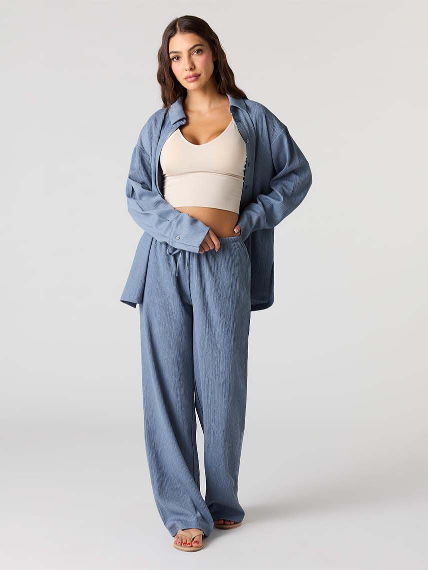 חולצת טקסטורה מכופתרת