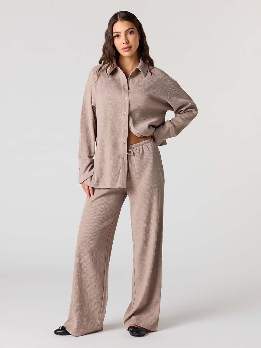 חולצת טקסטורה מכופתרת