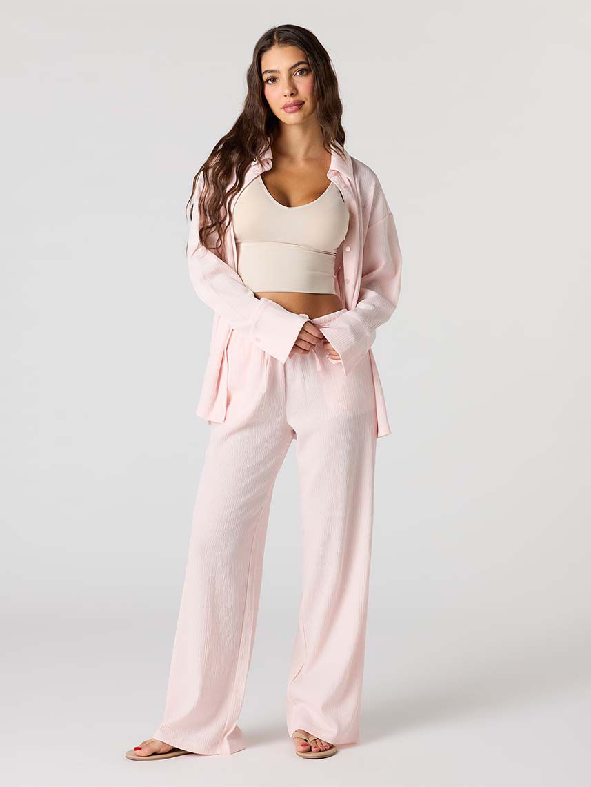 חולצת טקסטורה מכופתרת