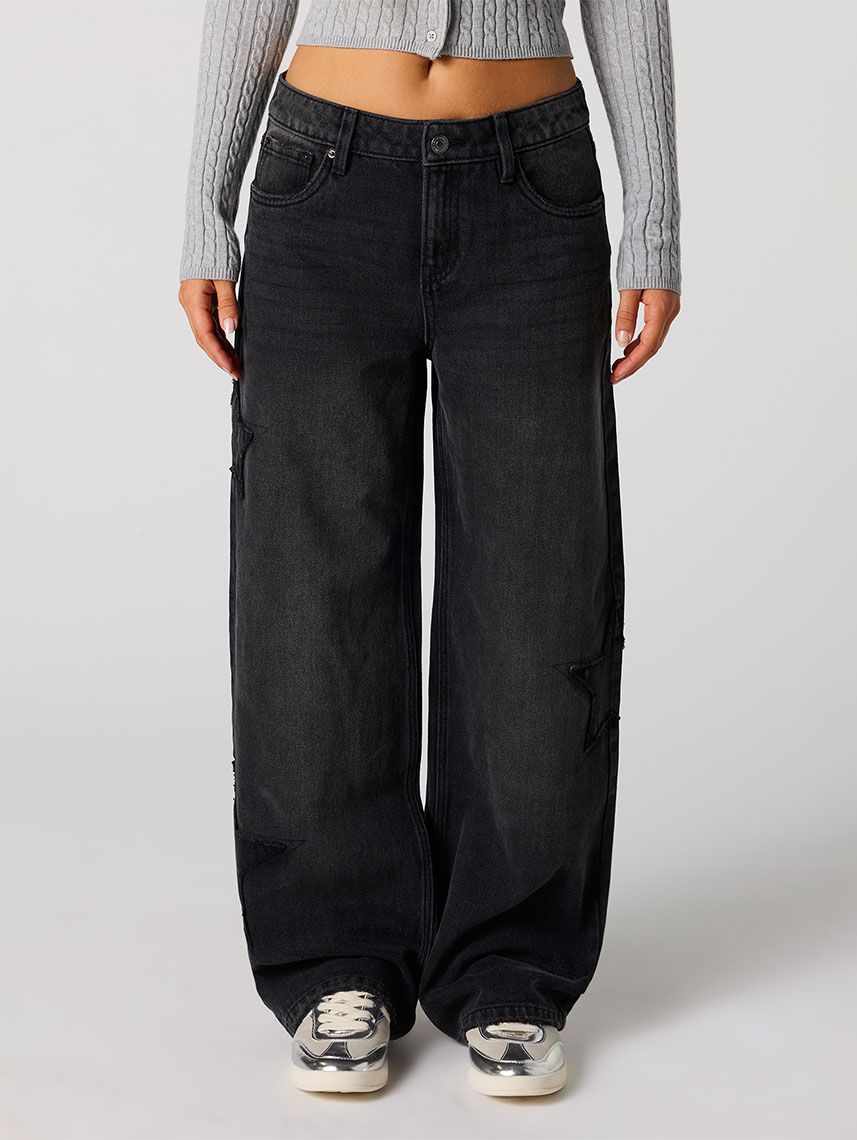 ג’ינס LOW RISE-BAGGY עם רקמה