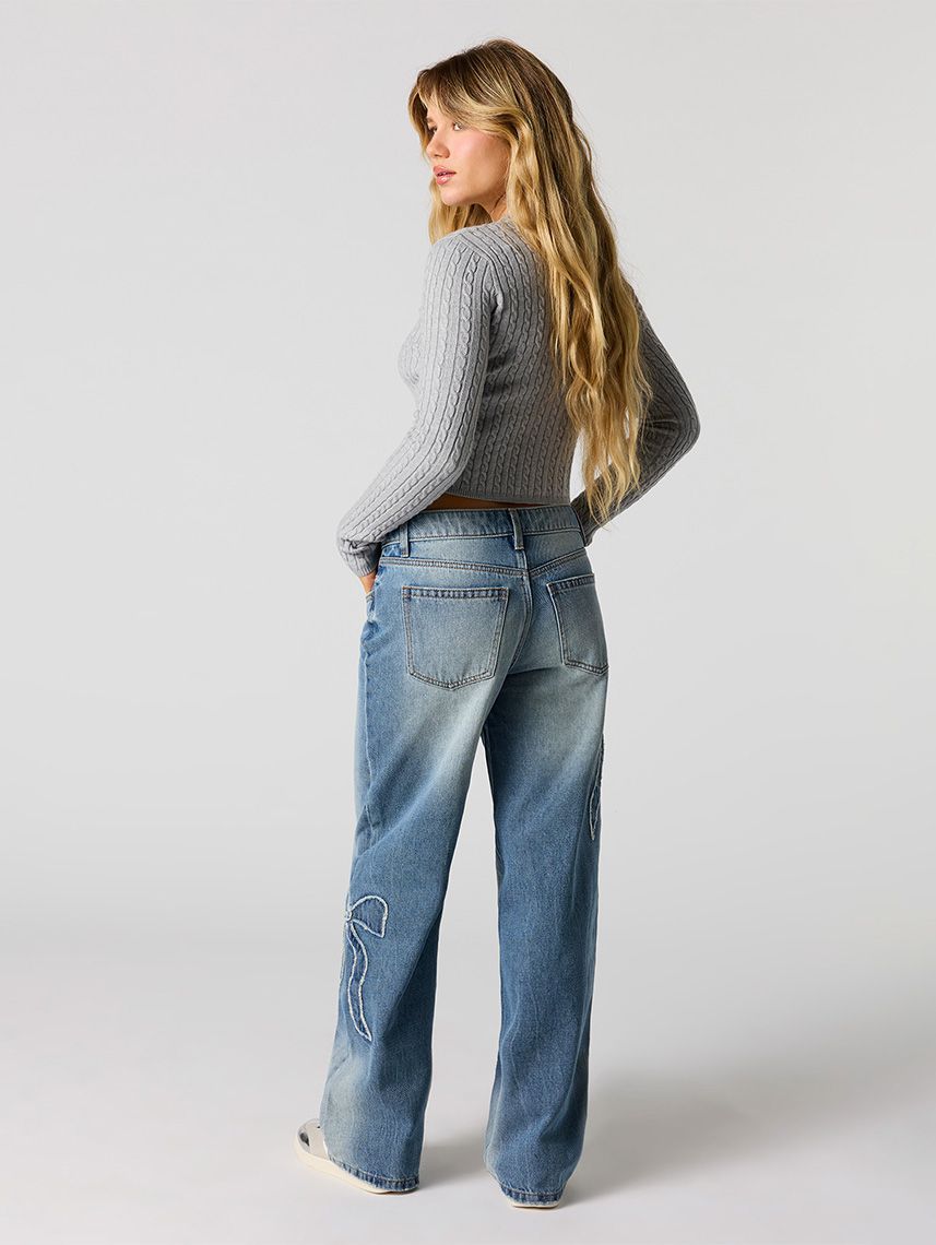 ג’ינס LOW RISE-BAGGY עם רקמה