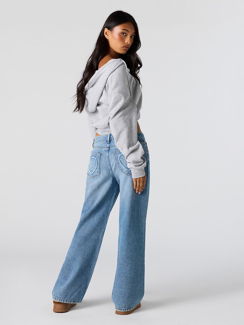 ג’ינס LOW RISE-BAGGY עם רקמה