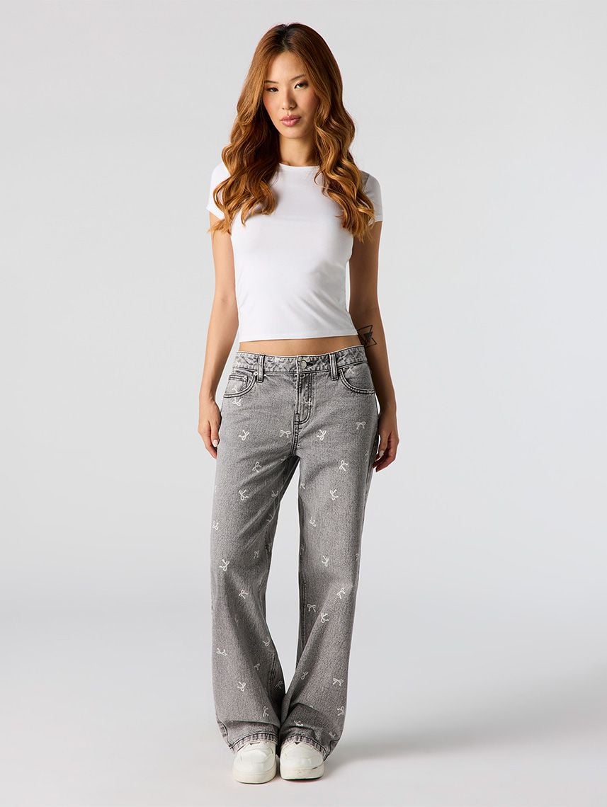 ג’ינס LOW RISE-BAGGY עם פפיונים