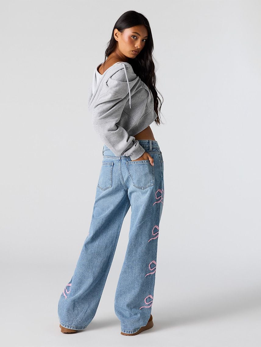 ג’ינס LOW RISE-BAGGY עם פפיונים