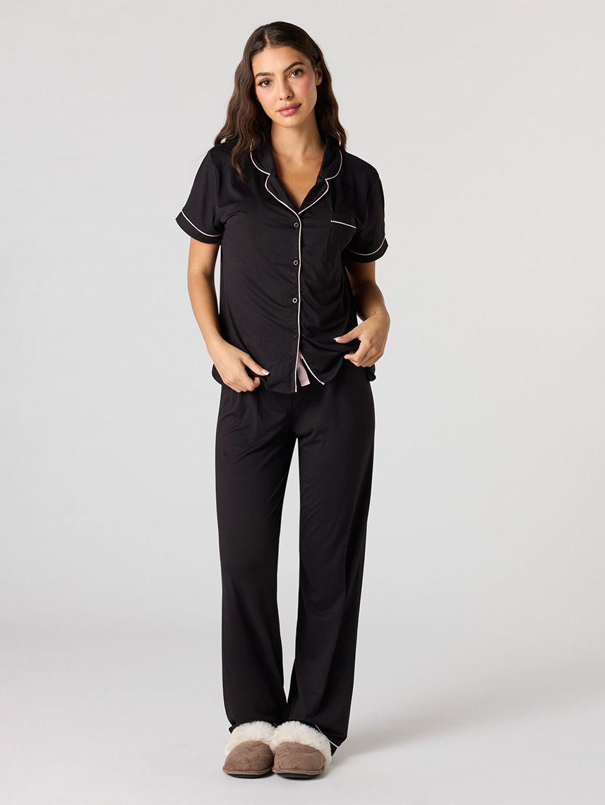 סט פיג’מה מכופתרת