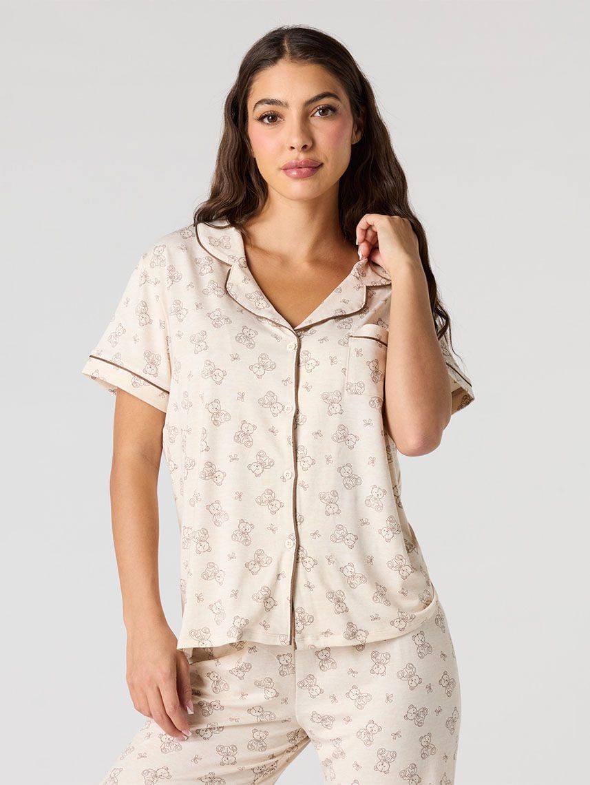 סט פיג’מה מכופתרת