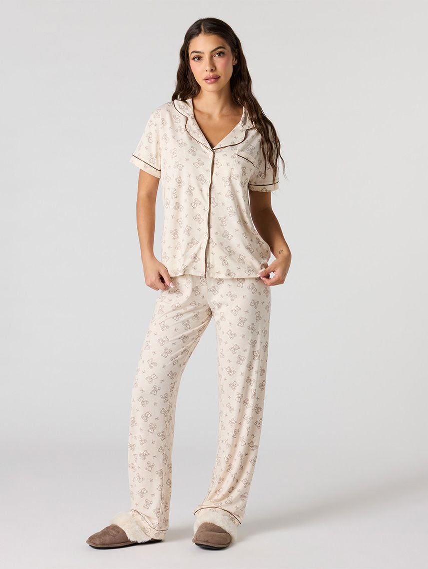 סט פיג’מה מכופתרת