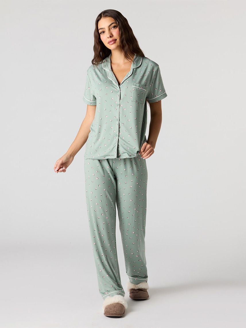 סט פיג’מה מכופתרת