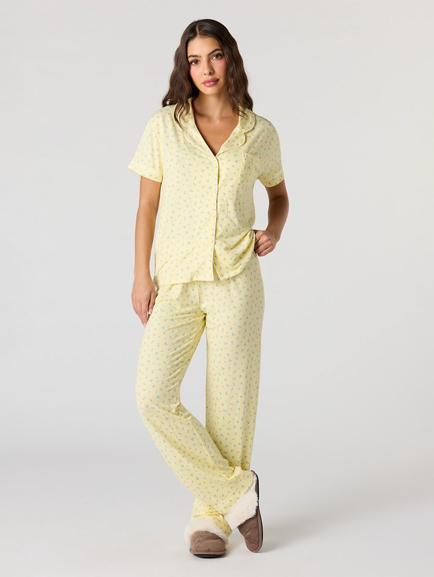 סט פיג’מה מכופתרת