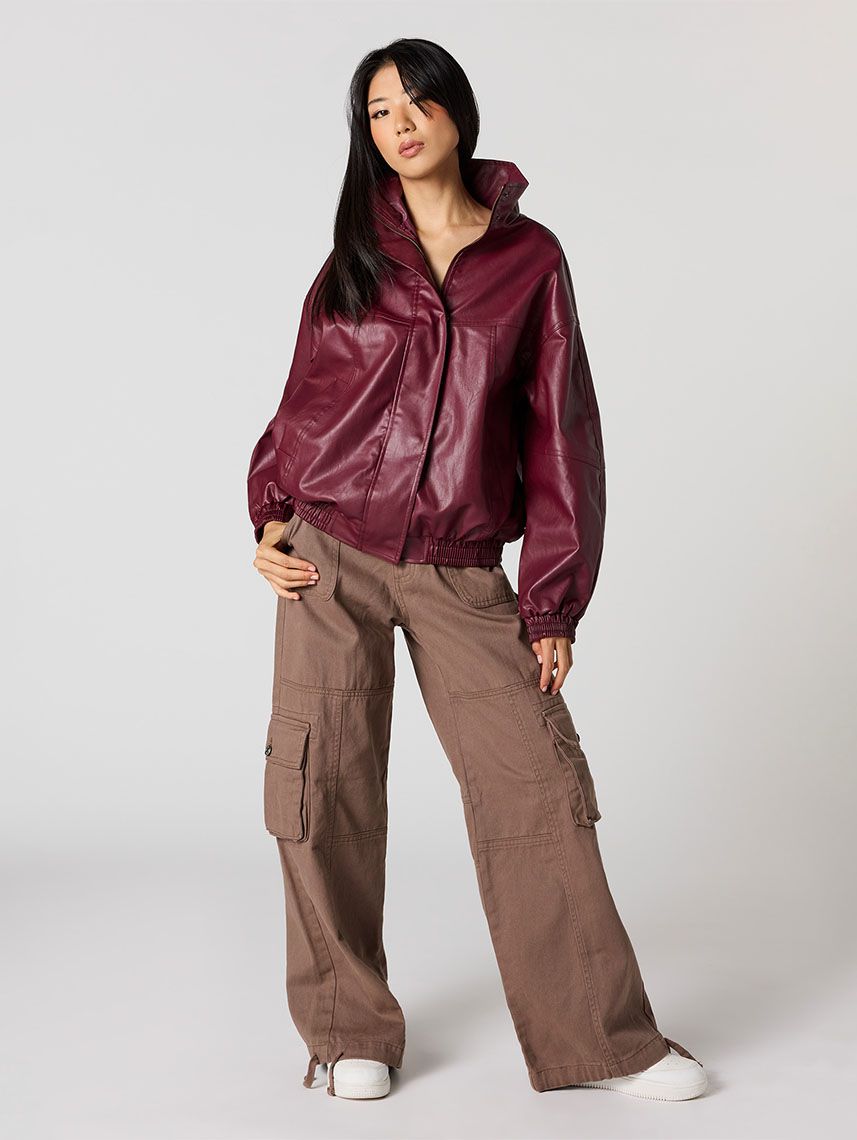 ג’קט אוברסייז דמוי עור