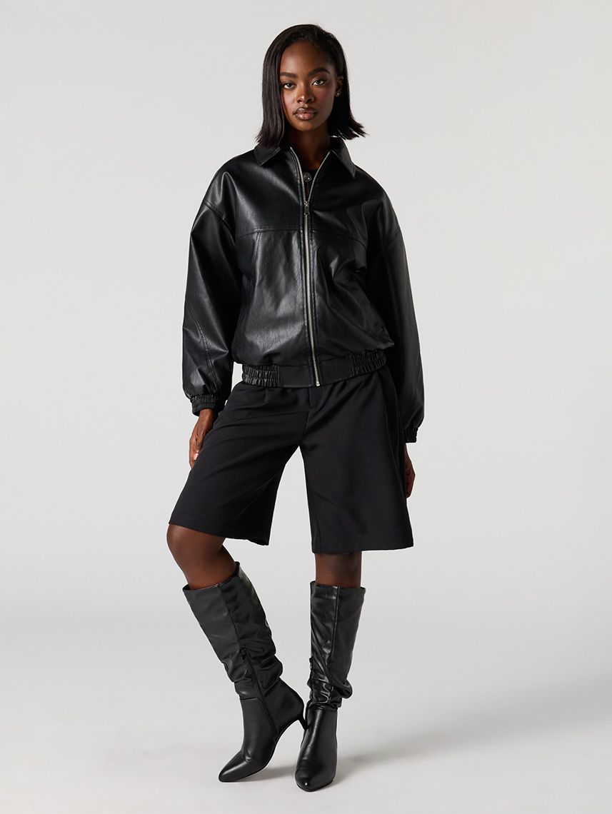 ג’קט בומבר דמוי עור