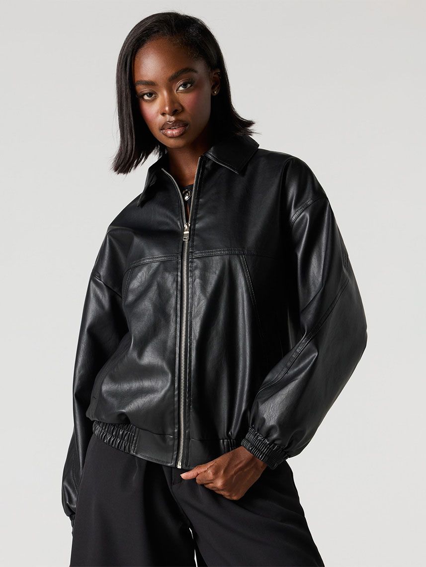 ג’קט בומבר דמוי עור