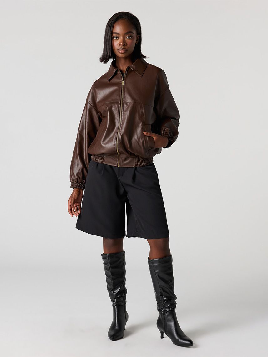 ג’קט בומבר דמוי עור