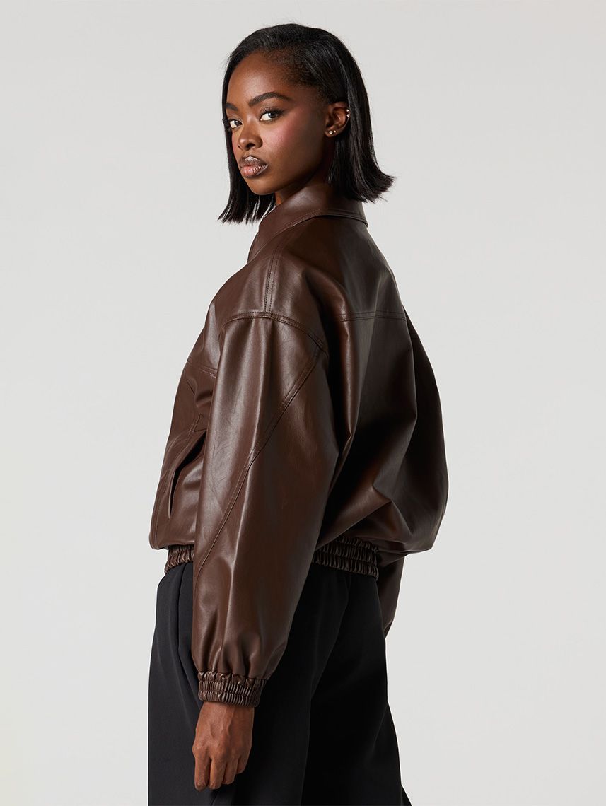 ג’קט בומבר דמוי עור