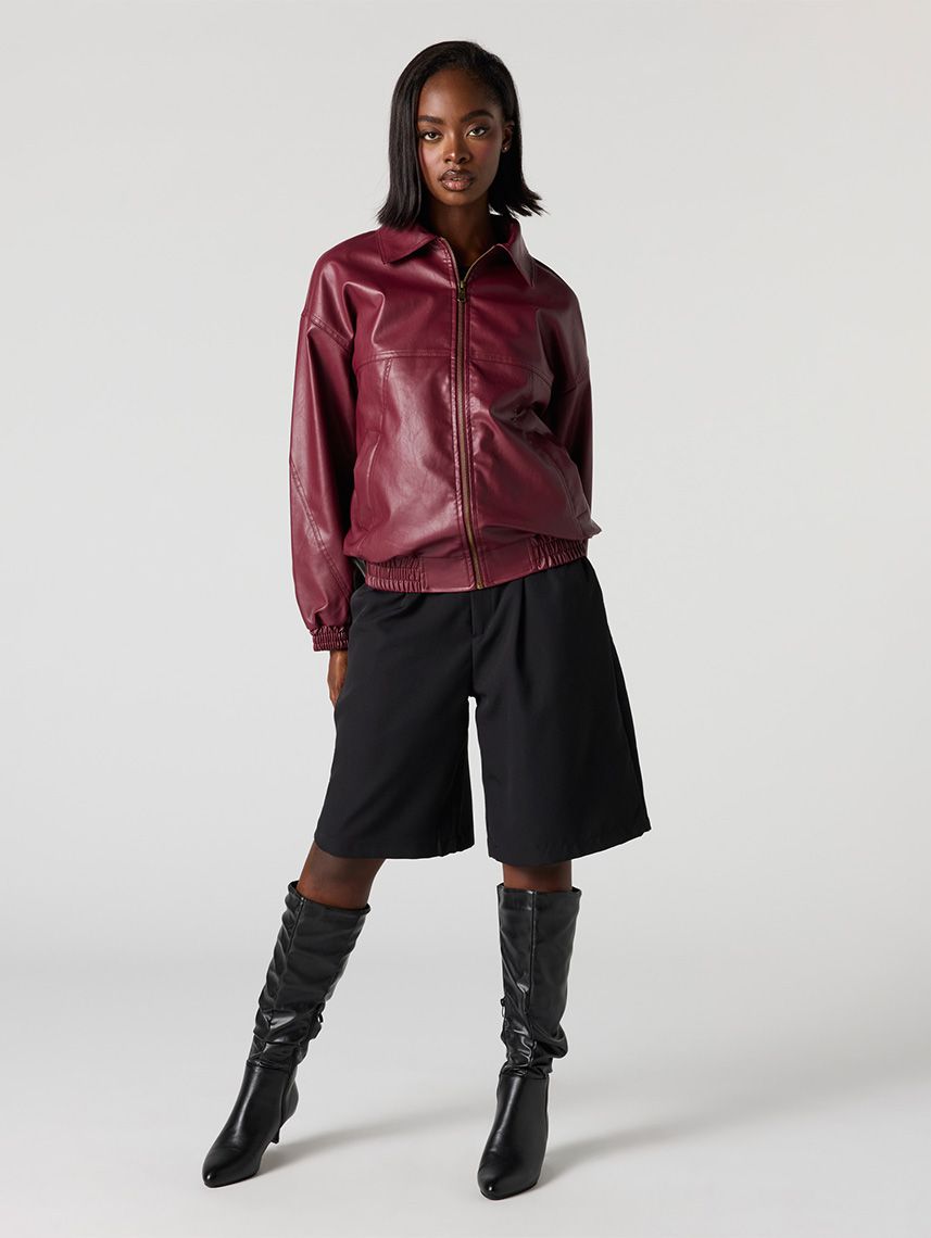 ג’קט בומבר דמוי עור