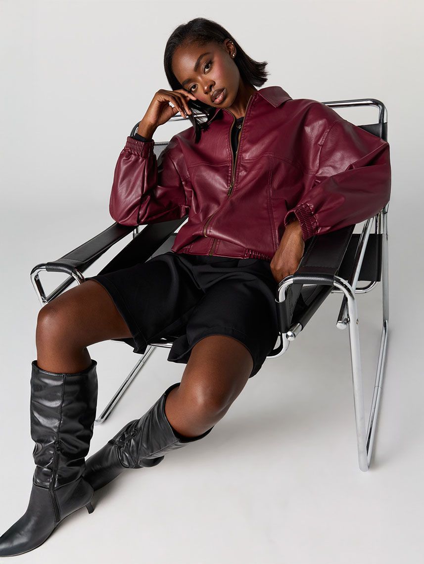 ג’קט בומבר דמוי עור