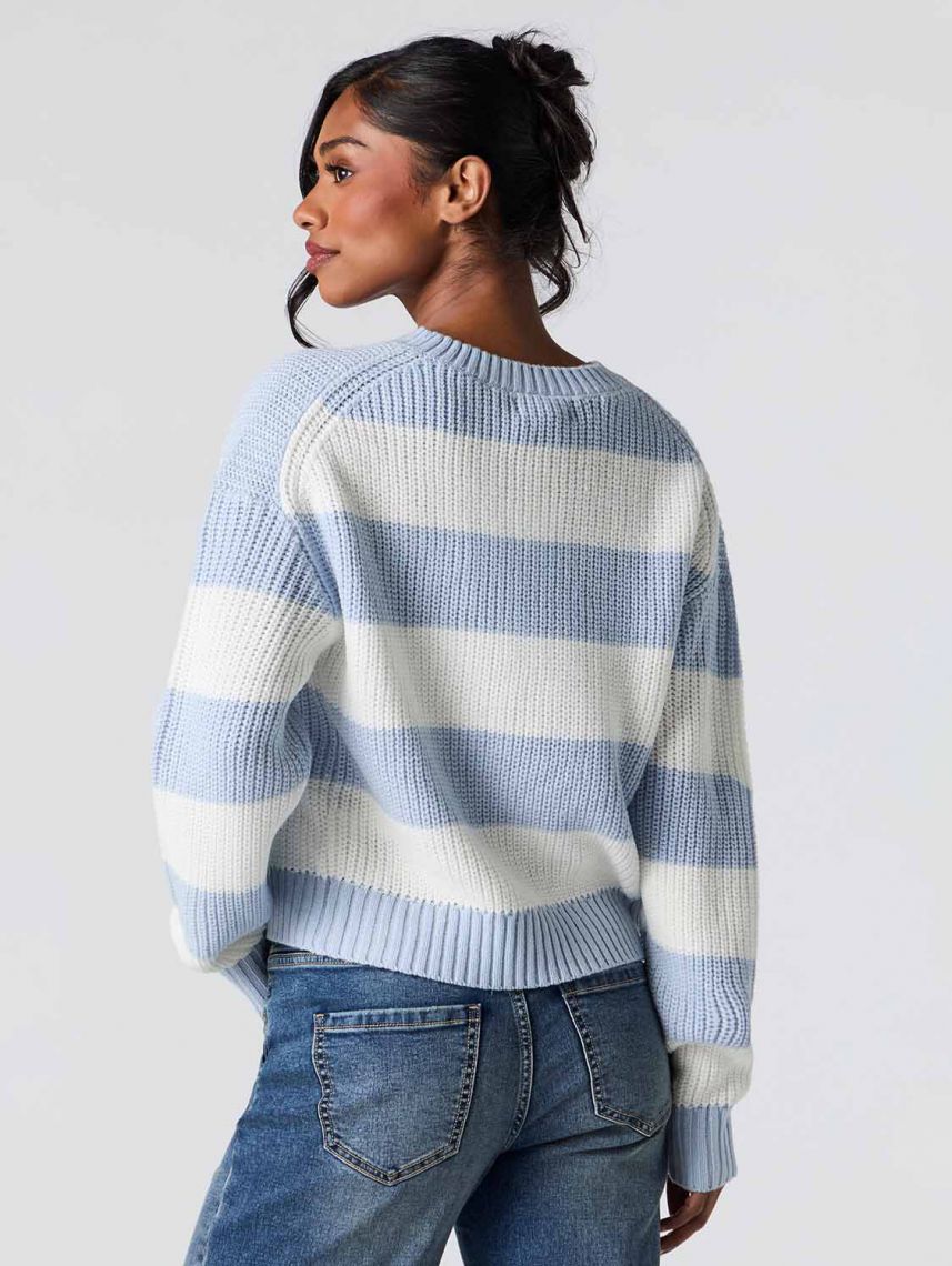 סוודר פסים צווארון גבוה