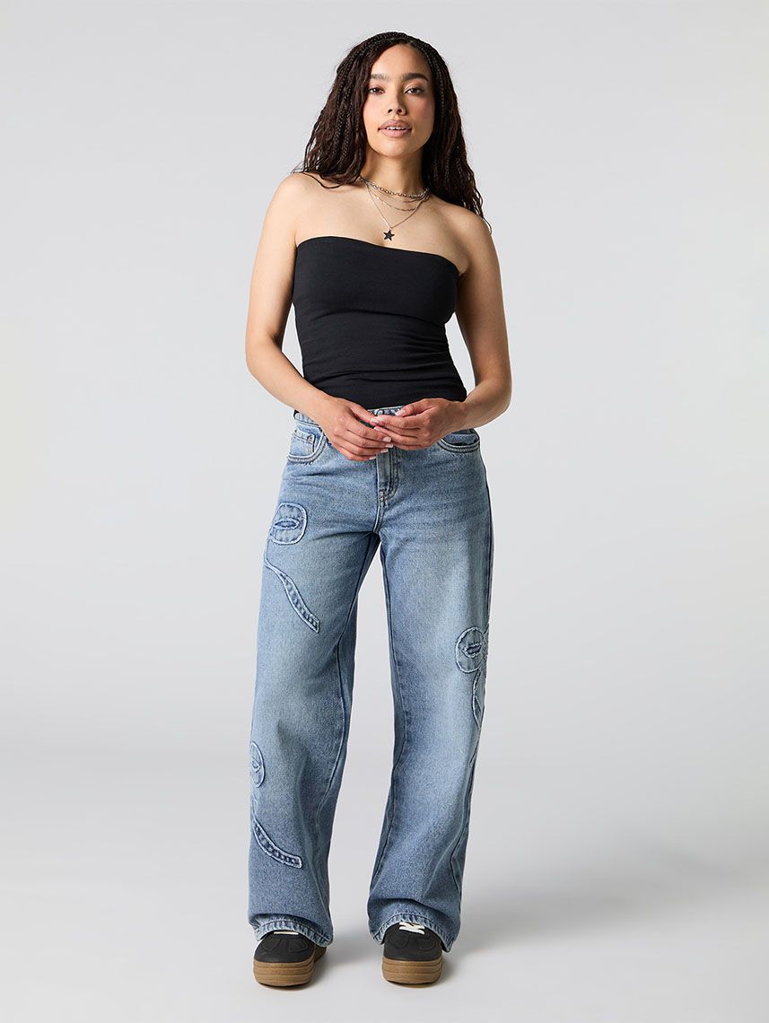 ג’ינס LOW RISE עם רקמה