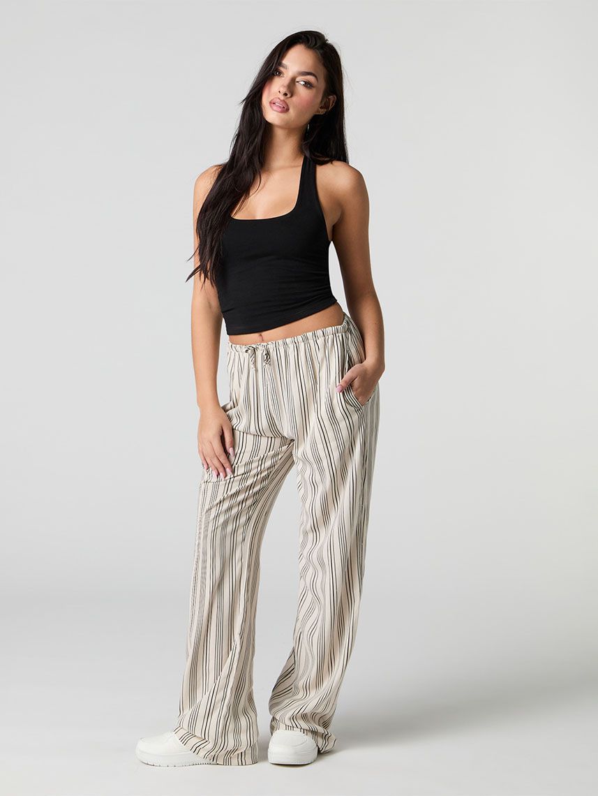 מכנסי פסים WIDE LEG