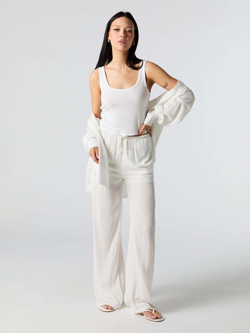 מכנסי WIDE LEG מקומטים