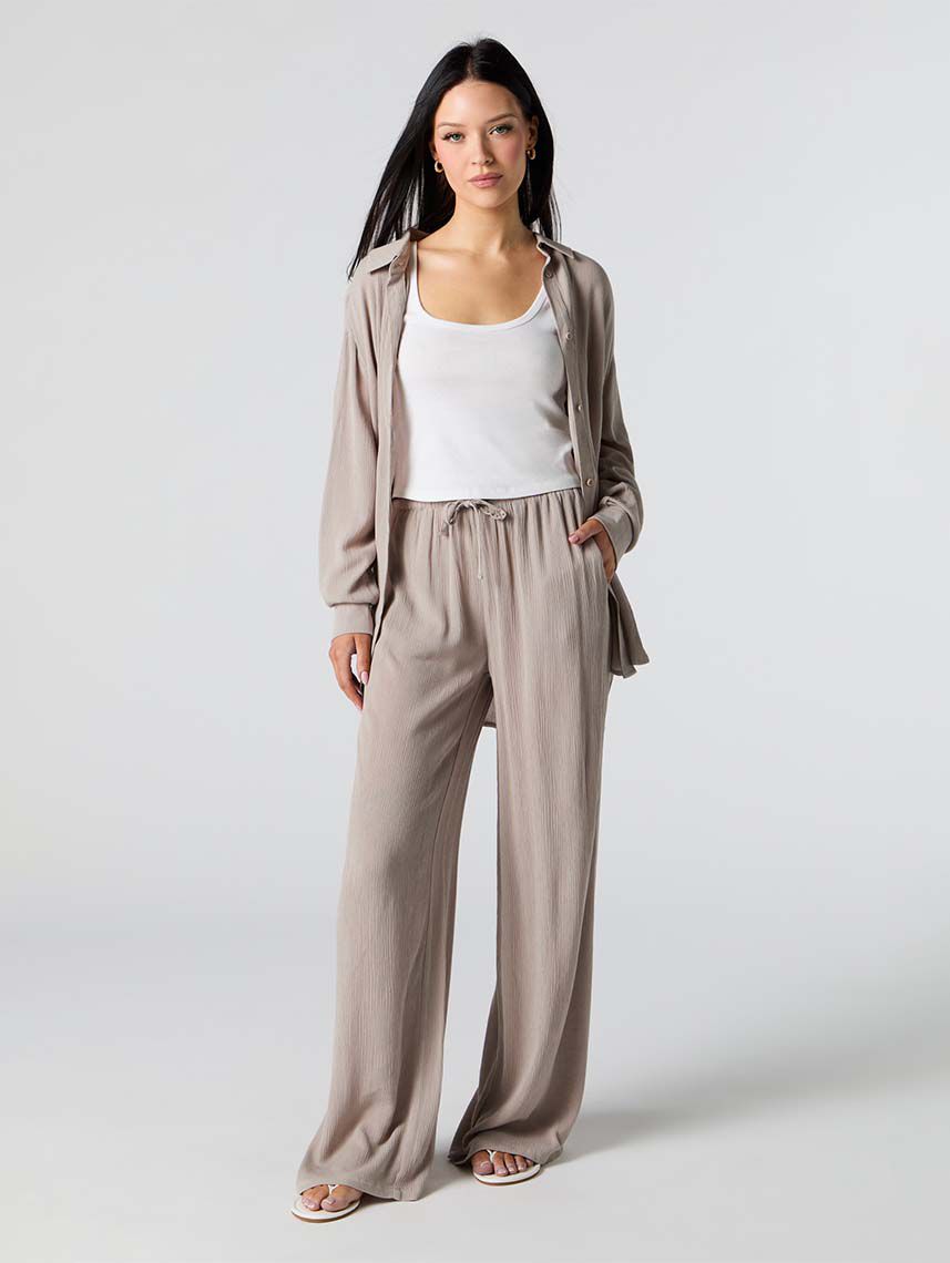 מכנסי WIDE LEG מקומטים