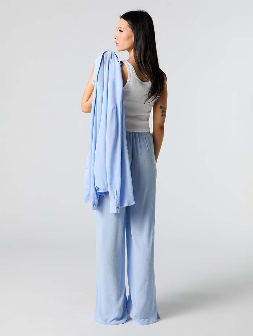 מכנסי WIDE LEG מקומטים