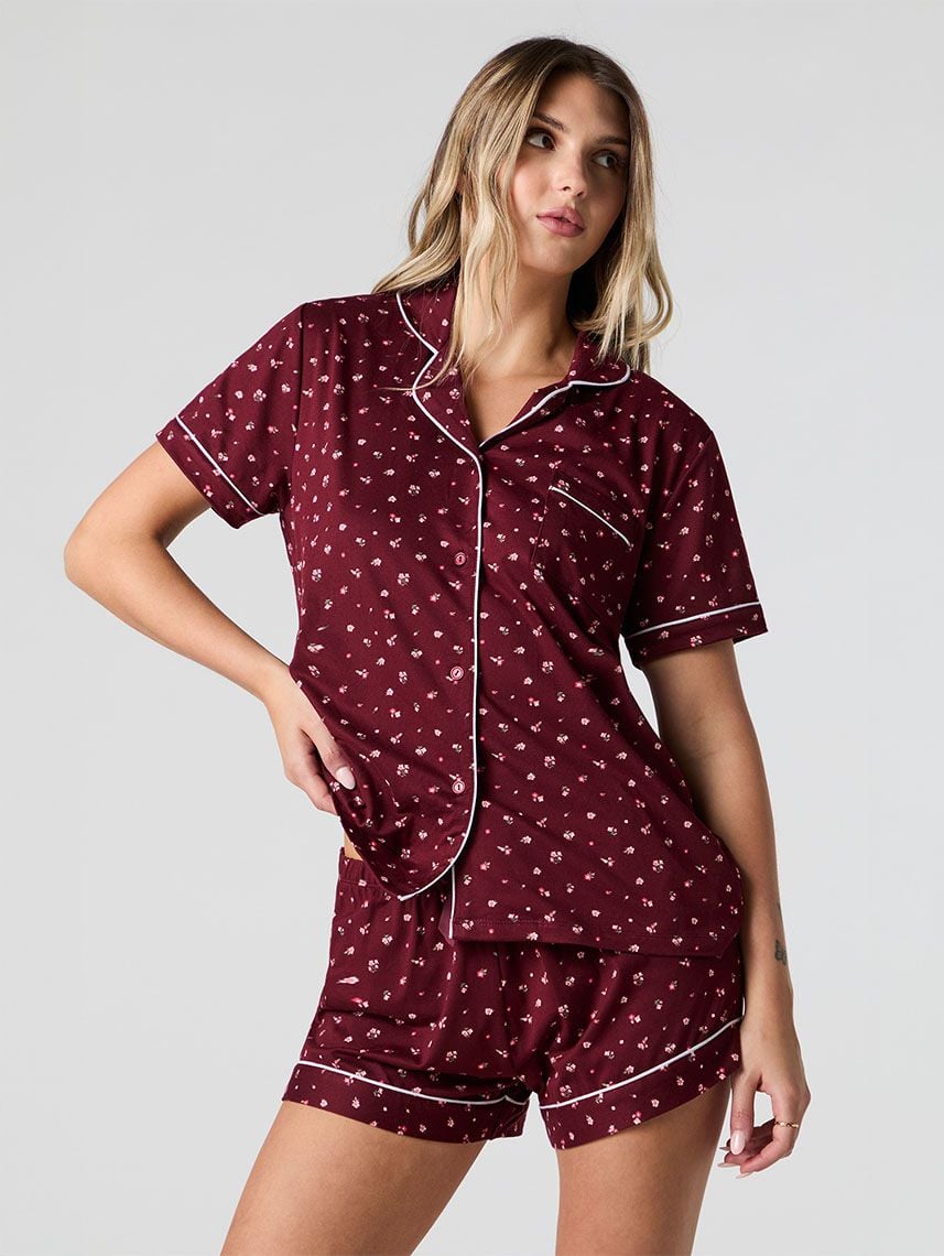 סט פיג’מת ריב מכופתרת