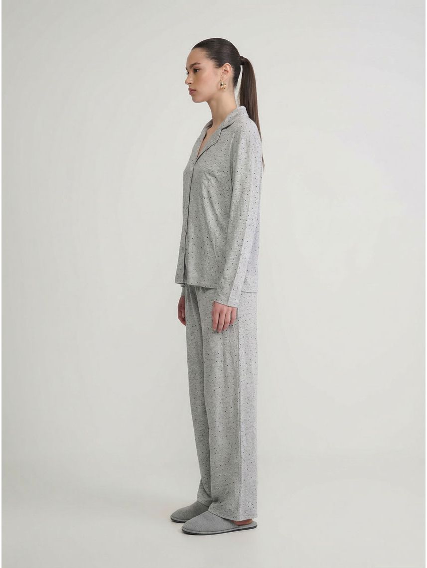סט פיג’מה מכופתרת ארוכה