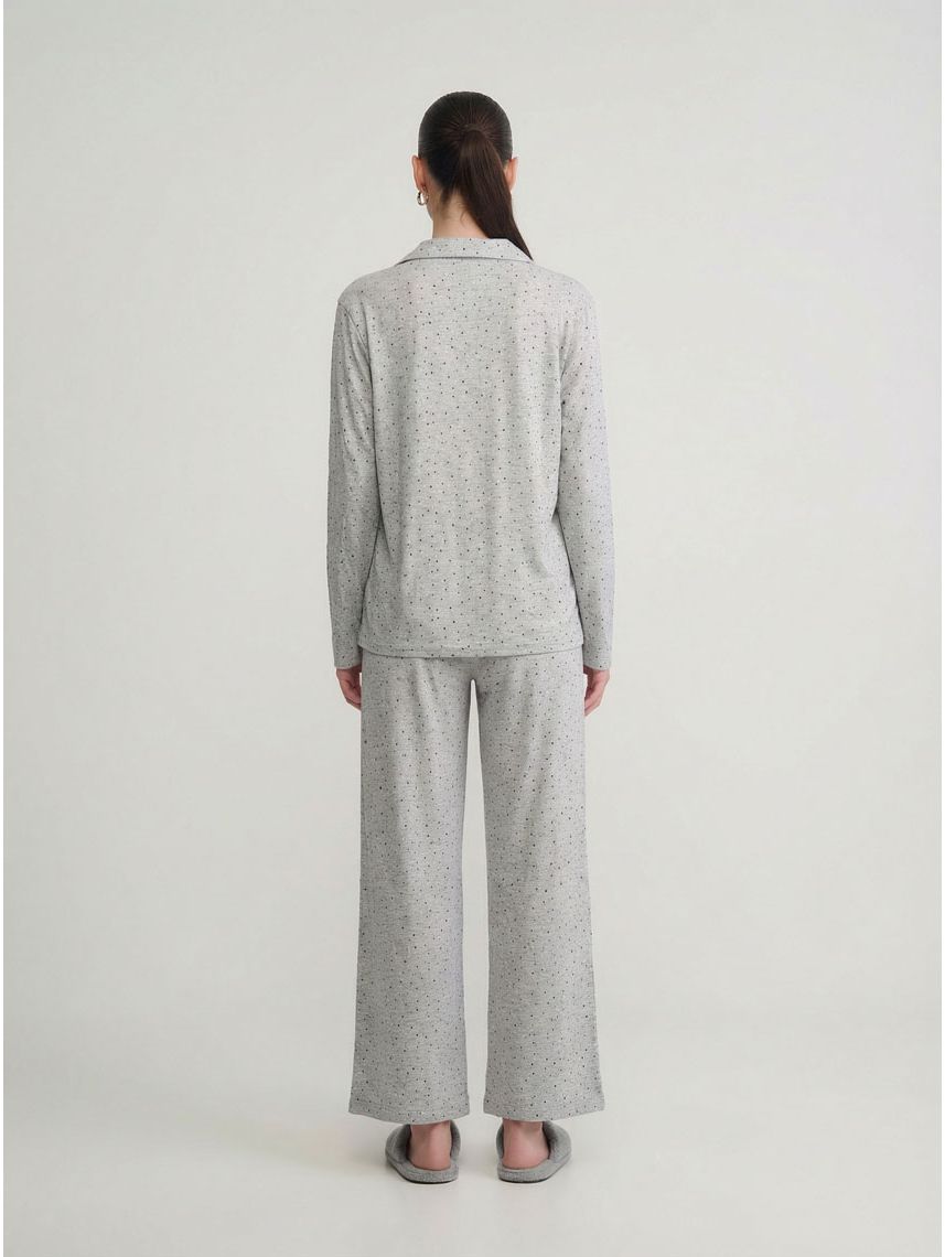 סט פיג’מה מכופתרת ארוכה