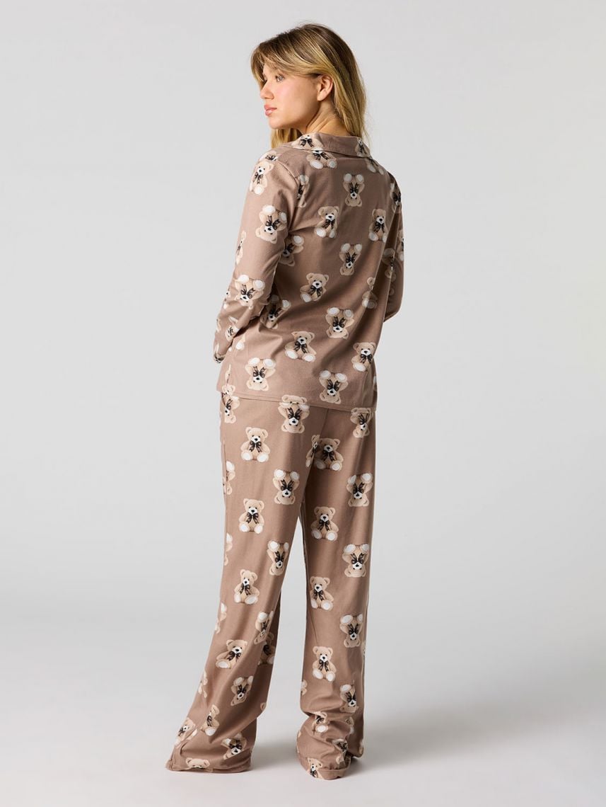 סט פיג’מה מכופתרת ארוכה