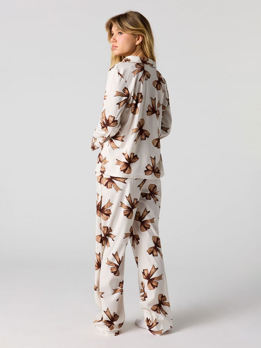 סט פיג’מה מכופתרת ארוכה