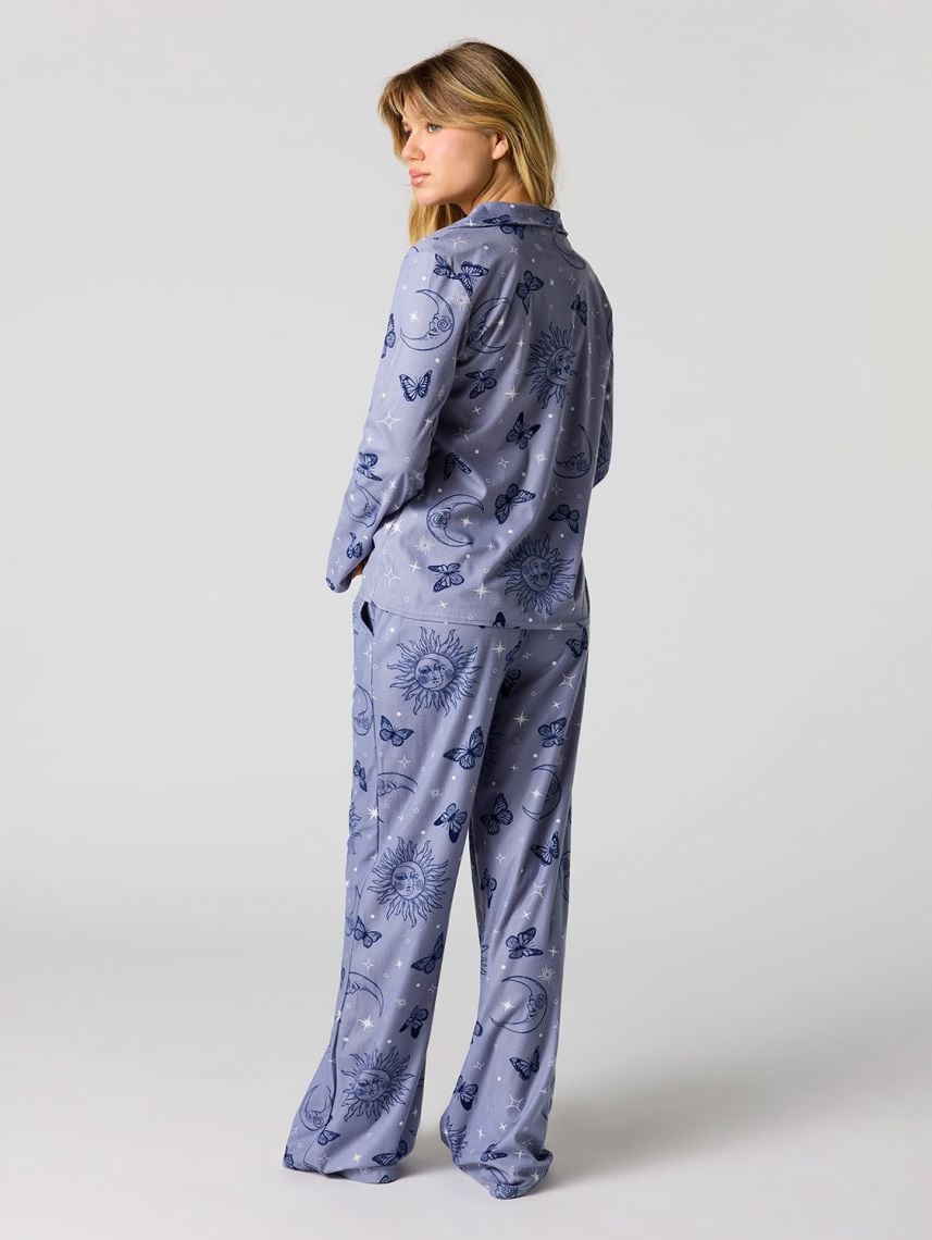 סט פיג’מה מכופתרת ארוכה