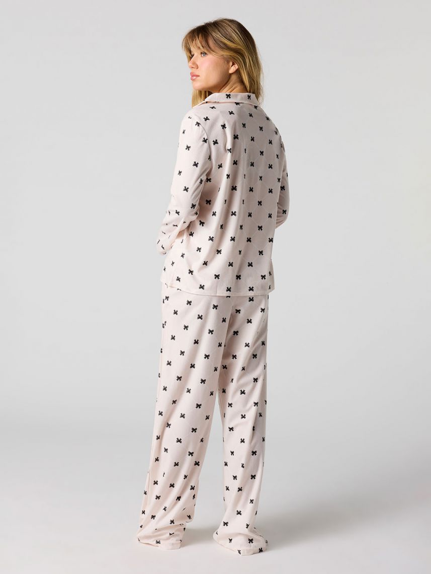 סט פיג’מה מכופתרת ארוכה