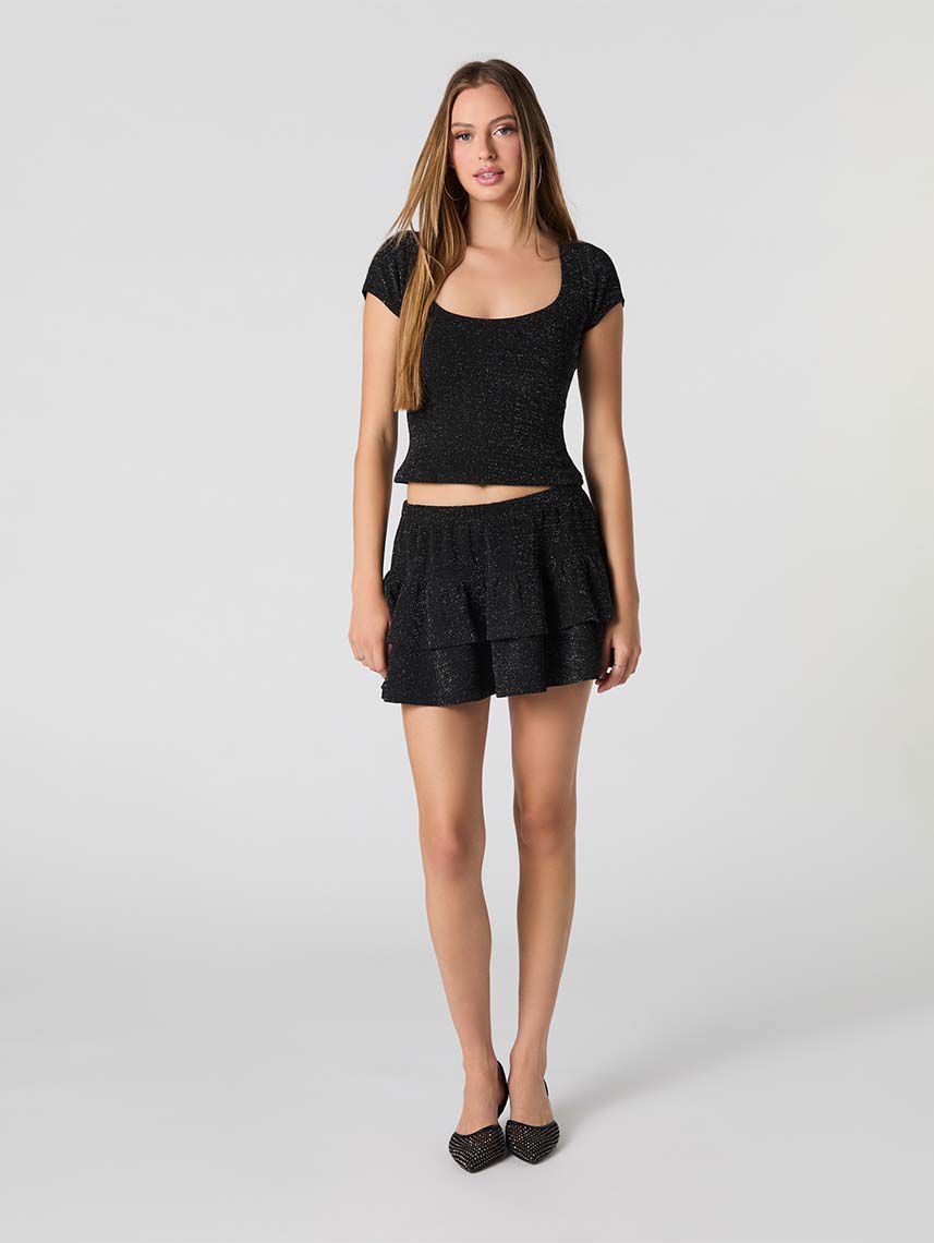 חולצה קצרה מנצנצת