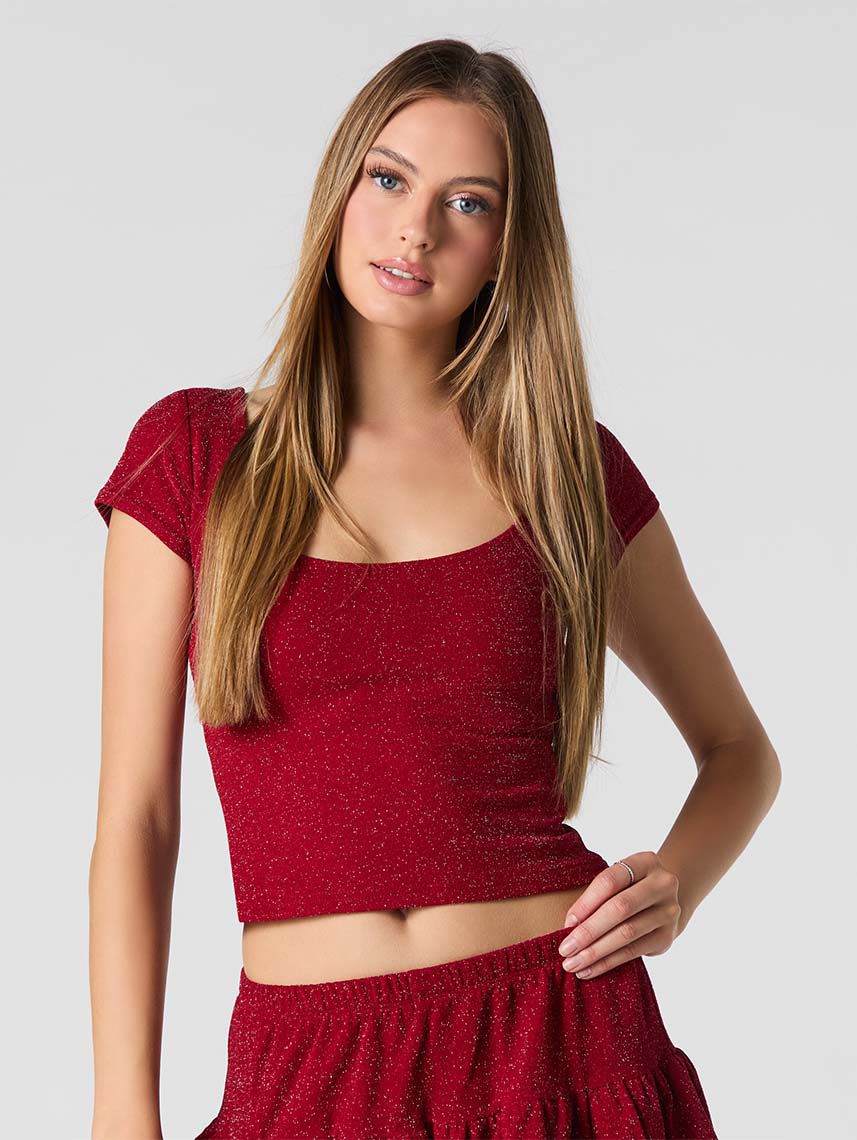 חולצה קצרה מנצנצת