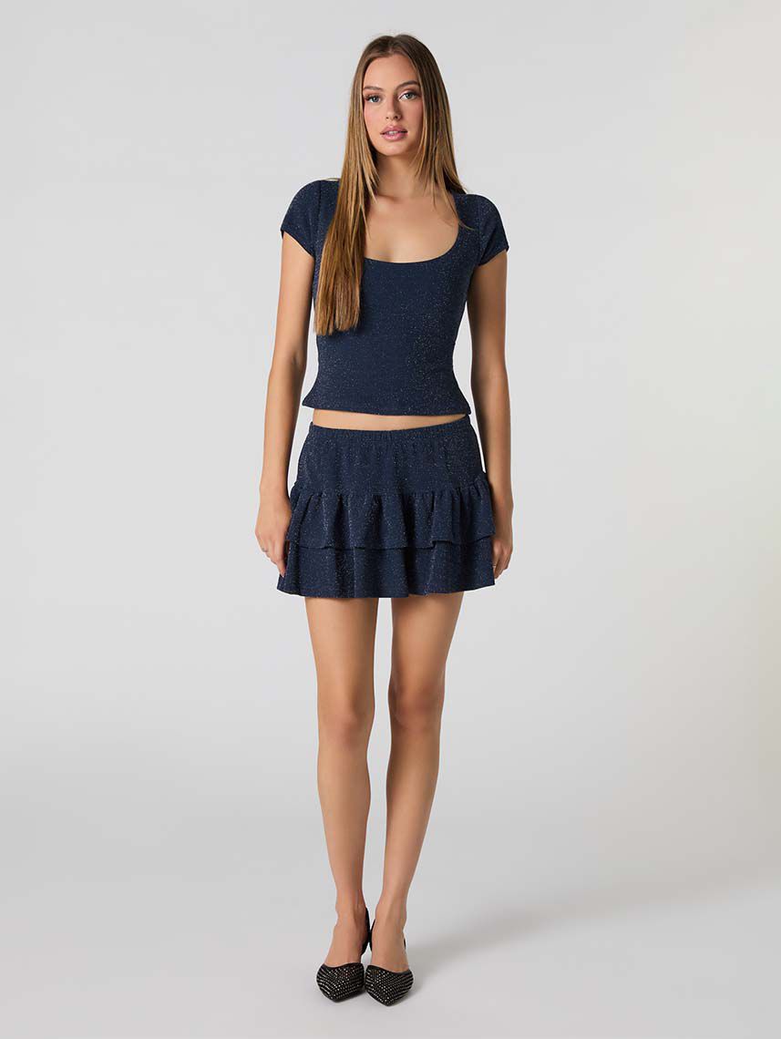 חצאית מיני קומות מנצנצת
