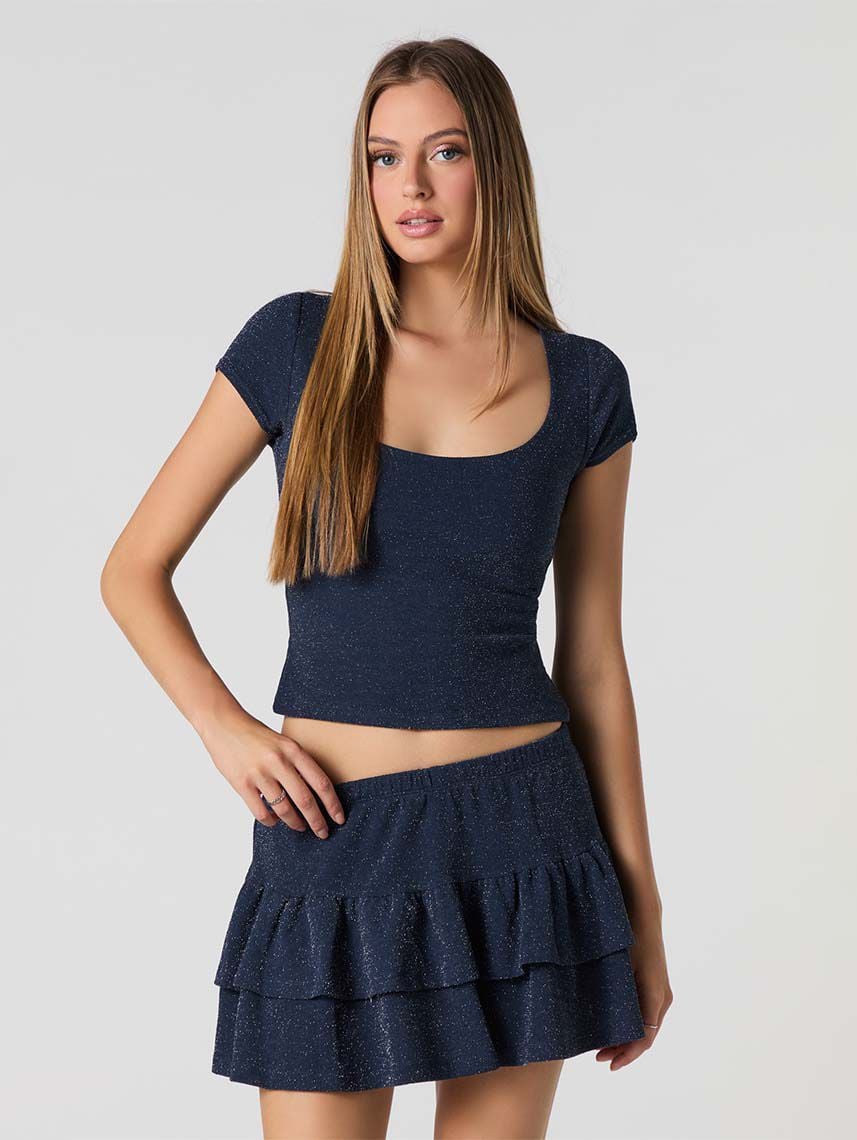 חצאית מיני קומות מנצנצת
