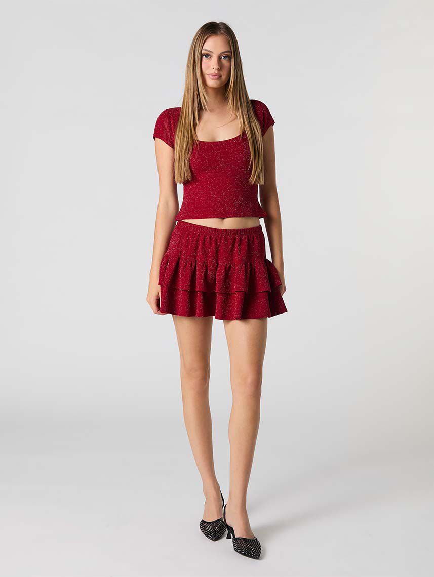 חצאית מיני קומות מנצנצת