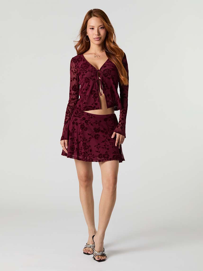 חולצת רשת קשירה פרחונית