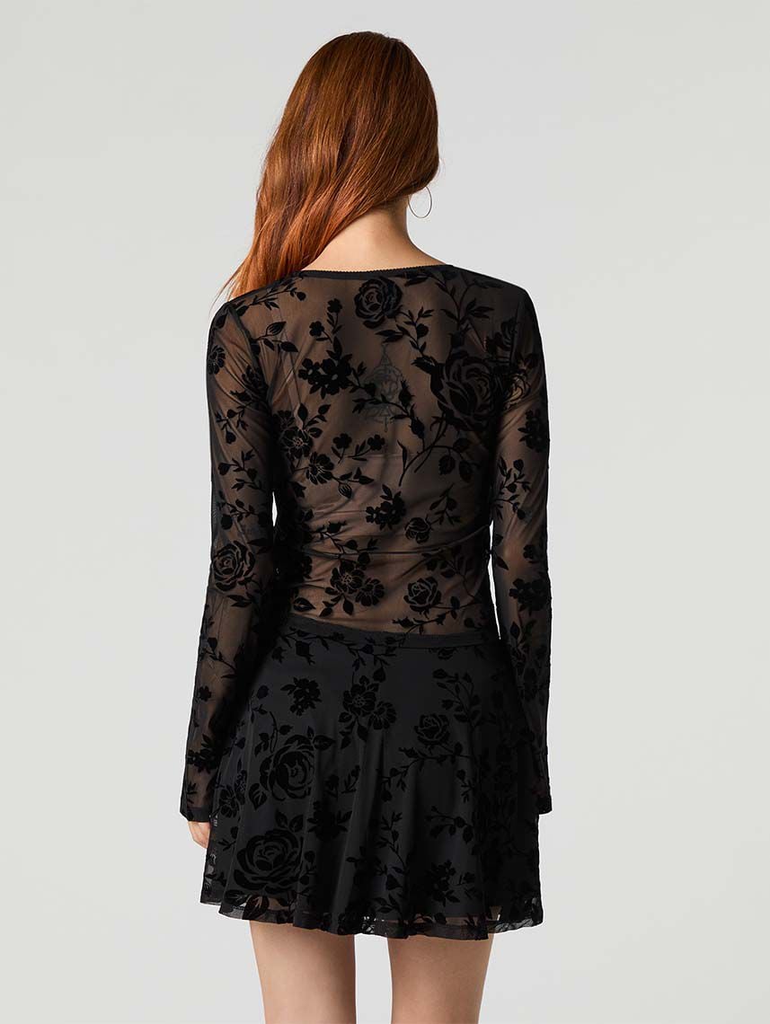 חצאית מיני רשת פרחונית