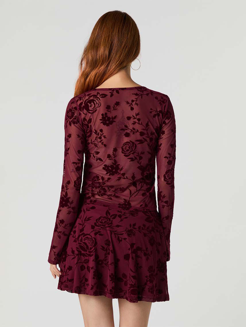 חצאית מיני רשת פרחונית